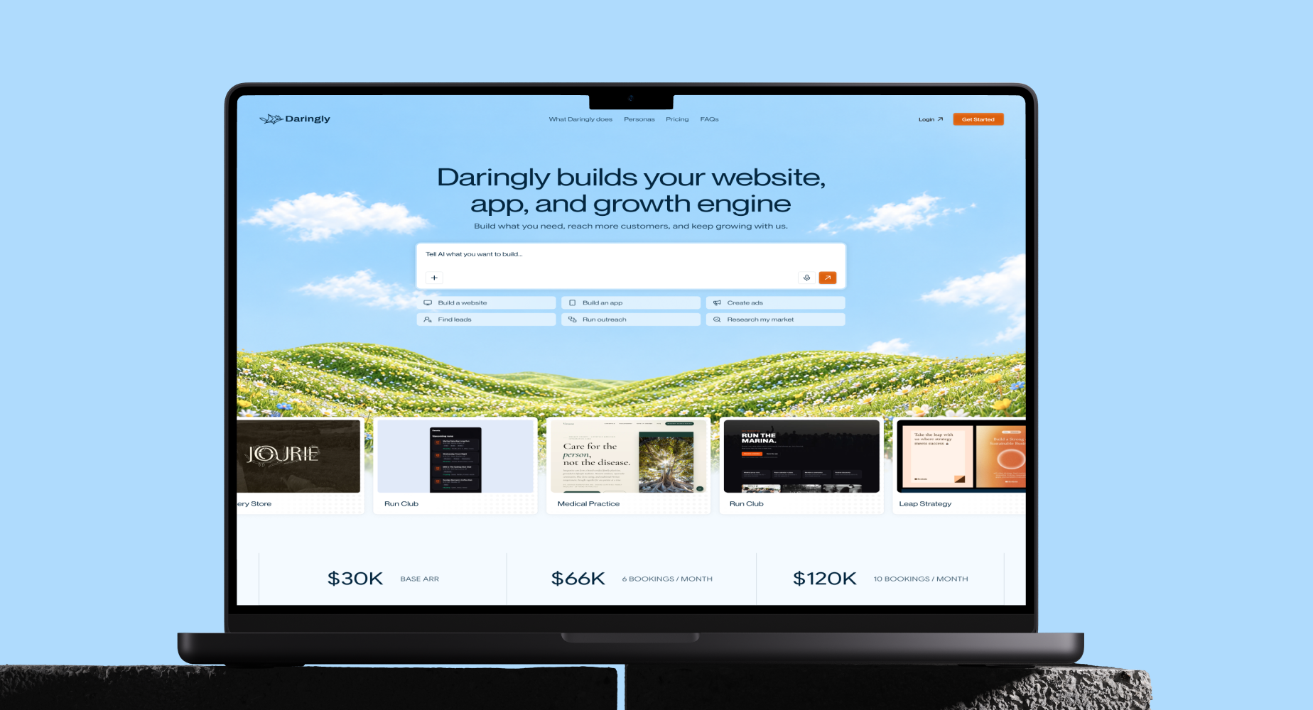 Daringly AI website builder interface